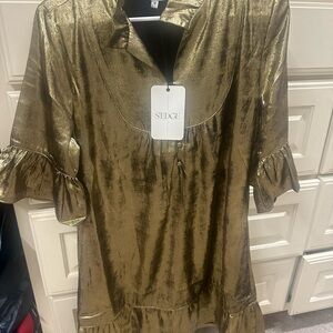 Sedge Metallic Gold Mary Dress